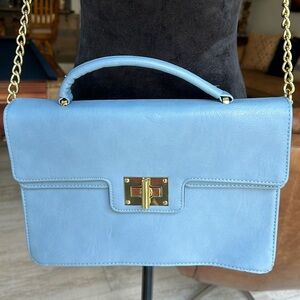 Olivia + Joy light blue purse with gold chain strap